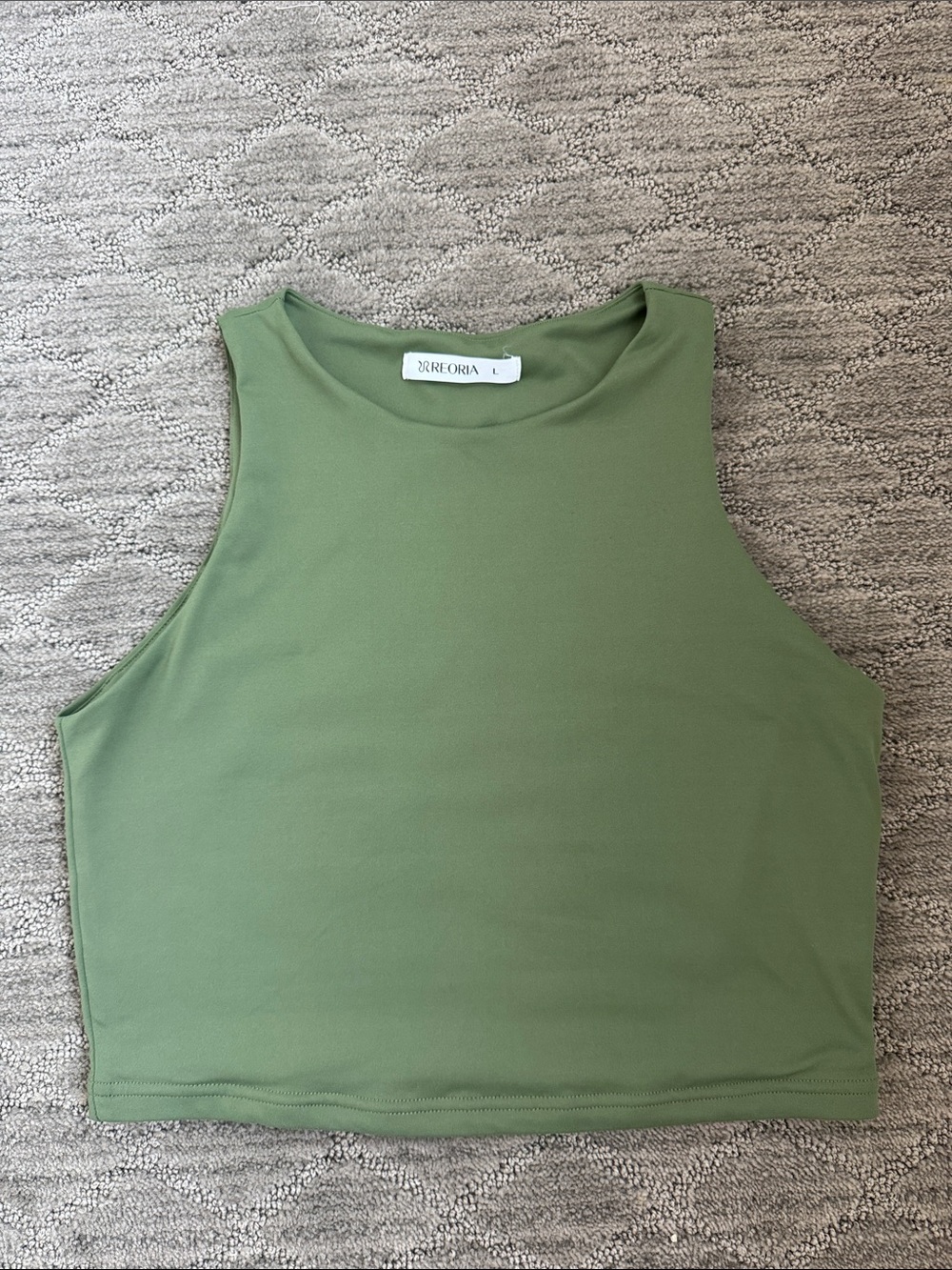 ReoRia Olive Green Cropped High Neck Tank